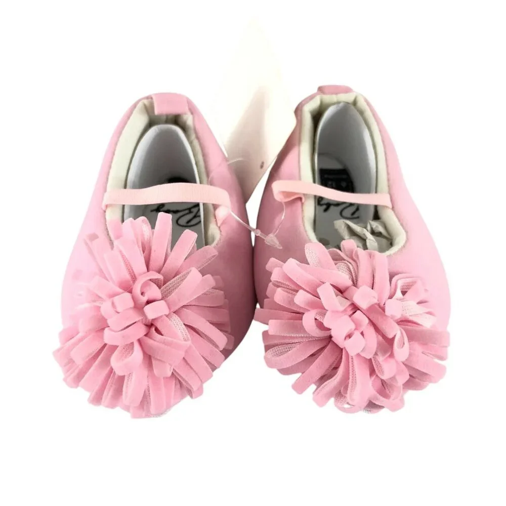 Baby Girls Crib Shoes Slippers Slip On Pom Mary Jane Pink Size 6-12 Months